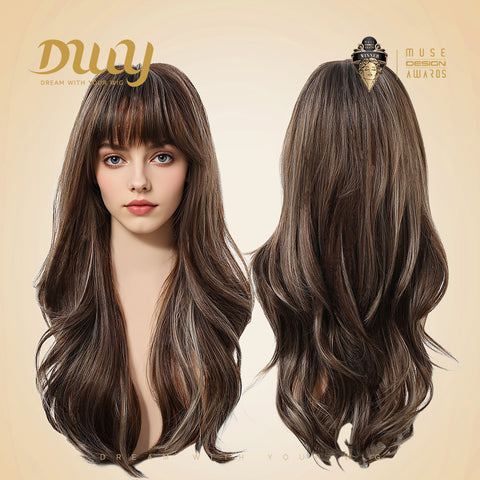 DWY Samara- Wavy MiraScalp Tea Brown with Highlights Glueless Synthetic Wig