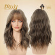 Aurora - NEW! DWY 20-Inch Light Brown Wave  Glueless Synthetic Wig with Bangs for Women High-Quality Premium Fiber Easy Wear Comfortable Fit Deep Wavy Wigs Curly Warm
