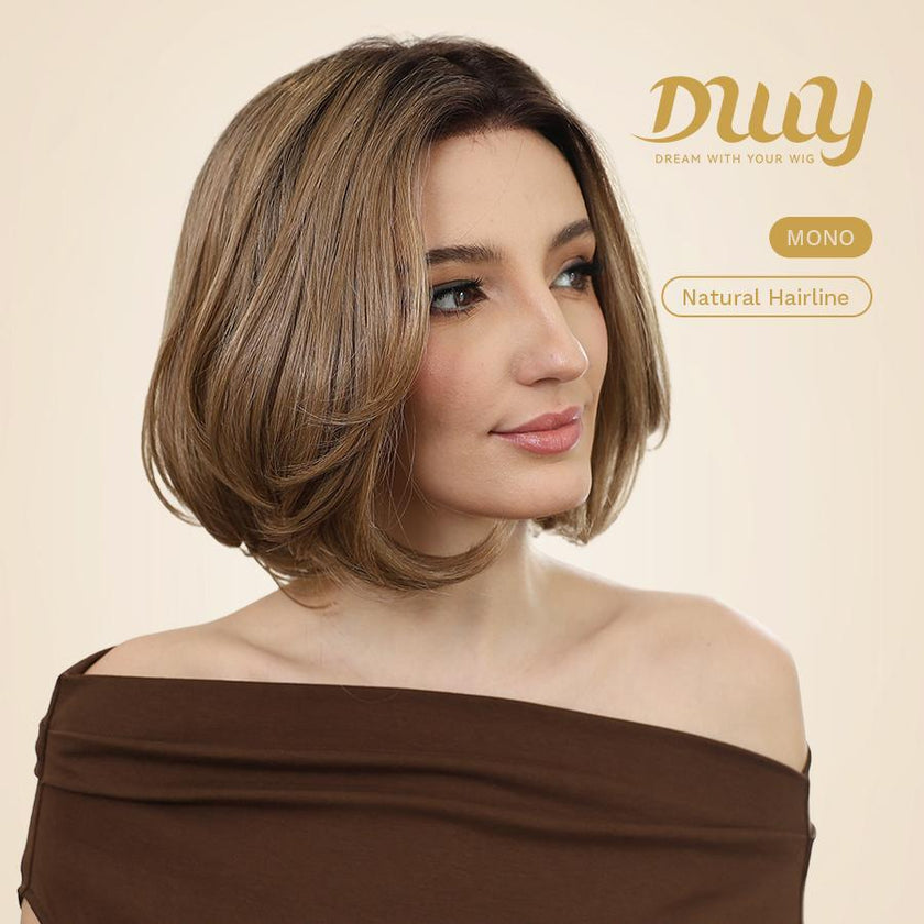 Quinn C-DWY Mono Lace Front Free Part Short Curly Caramel without Bangs Glueless Synthetic Wig