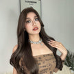 Luanne-DWY Lace Front Middle Part Long-Length Natural Wavy Brown Glueless Synthetic Wig