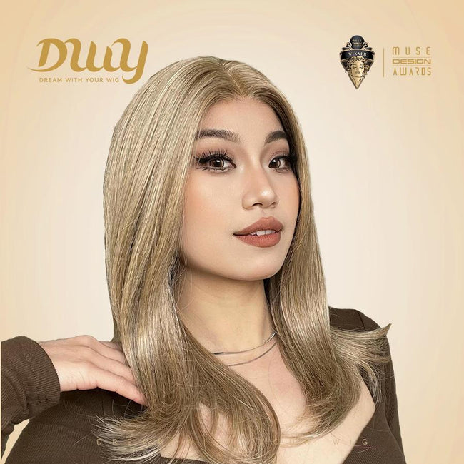 Mimi-DWY 18-Inch Straight Blonde Filter Lace Wig – 13x6 Free Part Glueless Design