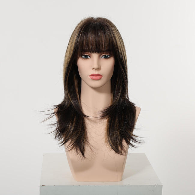 Solana C-DWY New Technology! Bionic Silk Top 20-Inch Long Wave Light Brown Glueless Synthetic Wig