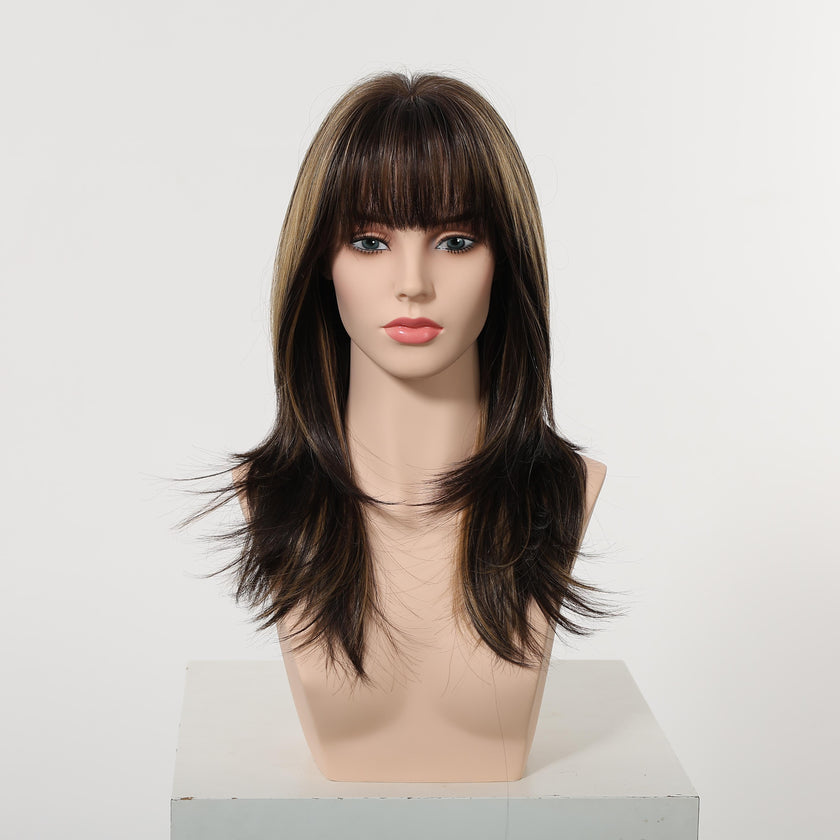Solana C-DWY New Technology! Bionic Silk Top 20-Inch Long Wave Light Brown Glueless Synthetic Wig