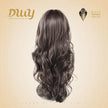 Tessa -DWY Women's Glueless Frontal Wig, 26-Inch Pre-Cut U-Part Diamond Lace Long Cool Brown with Highlights Curly Synthetic Wavy Wig, Glueless Frontal Wigs