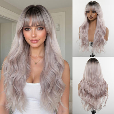 Loni - DWY 3x6 Lace Front Light Glueless Long Wave Synthetic Wig in Light Brown 24 Inch