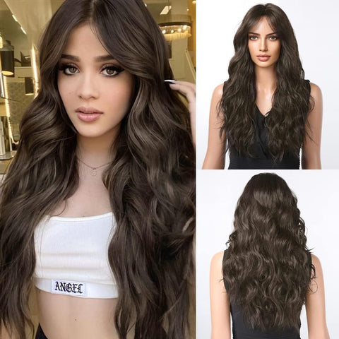 Eireen-DWYLong Brown Curly Glueless Synthetic Wig