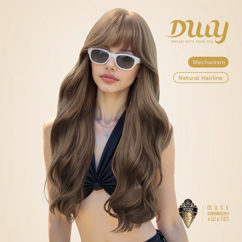 【New in】Madison-DWY 26-Inch Wavy Light Brown Glueless Synthetic Wig with Large Scalp Area