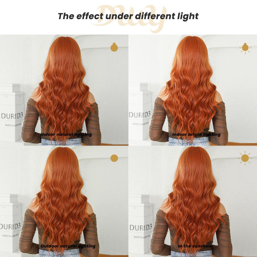 [Festival Limited] Foxy-DWY Mid-length Ginger with Platinum Money Piece Streaks Glueless Synthetic Wig for Women 26 Inches