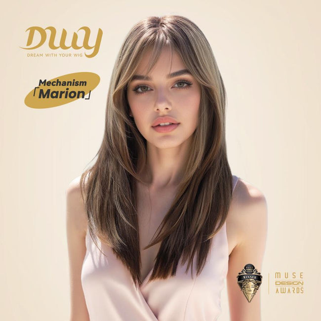 【Clearance】Marion-DWY MiraScalp Middle-length Light Brown Layered with Highlights Glueless Synthetic Wig