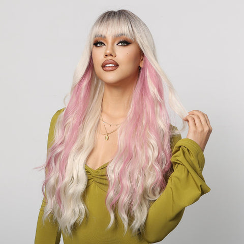 【Early Black Friday】DWY Krista-DWY Water Wave with Highlights Colorful Glueless Synthetic Wig