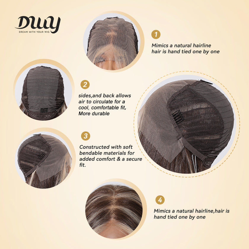 DWY Free Part Long Length Wavy Brown Hair Wig