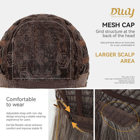 DWY Katelynn PLUS - NEW! MiraScalp Long-length Wave Gery Gradient Brown Layer-cuts Glueless Synthetic Wig