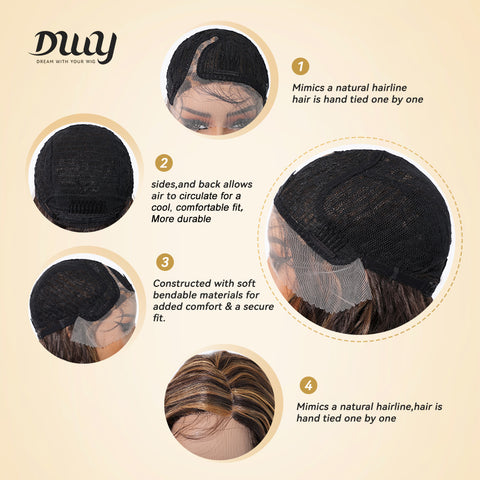 DWY Gaia-DWY Left Side Part Lace Front Mid Length Dark Brown Curly Glueless Synthetic Wig
