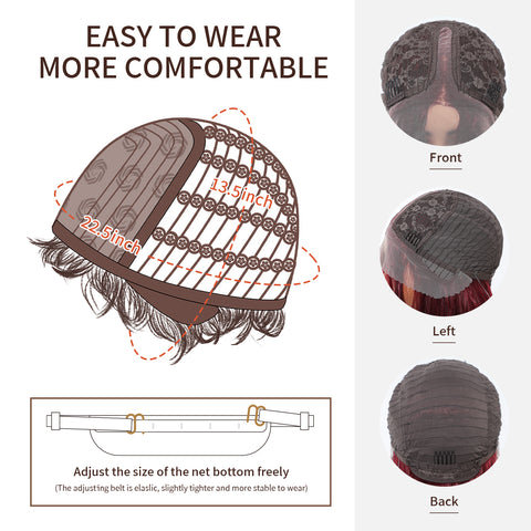 【Early Black Friday】Dwy Red Long Middle Lace Parting Wavy Synthetic Wig