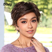 Kinsley-DWY Mono Lace Front Free Part Brown Short Pixie Synthetic Wig