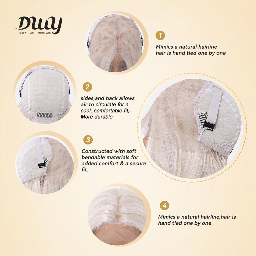 Silas C-DWY 13×6 Lace Front Free Part Long-Length Curly Platinum Blonde Glueless Synthetic Wig