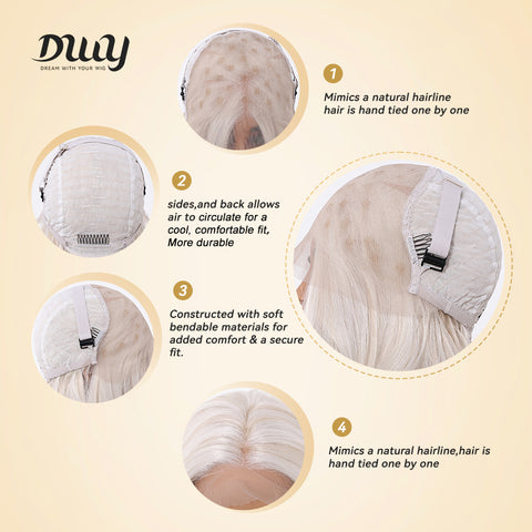 Silas C-DWY 13×6 Lace Front Free Part Long-Length Curly Platinum Blonde Glueless Synthetic Wig