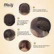 Ellie C-DWY 13×6 Lace Front Free Part Mid-Length Straight Rooted Ash Blonde Glueless Synthetic Wig for Women 16 Inches