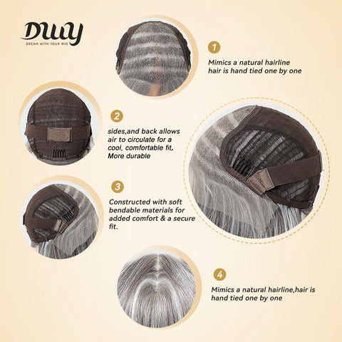 DWY Gary-DWY 13x6 Librea Lace Front Wig 18 Inches White Gray Highlights Glueless Synthetic Wig