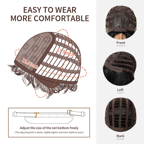 【Year End Sale】Dwy Jet Black & Red Mixed Synthetic Wig – Wavy Style