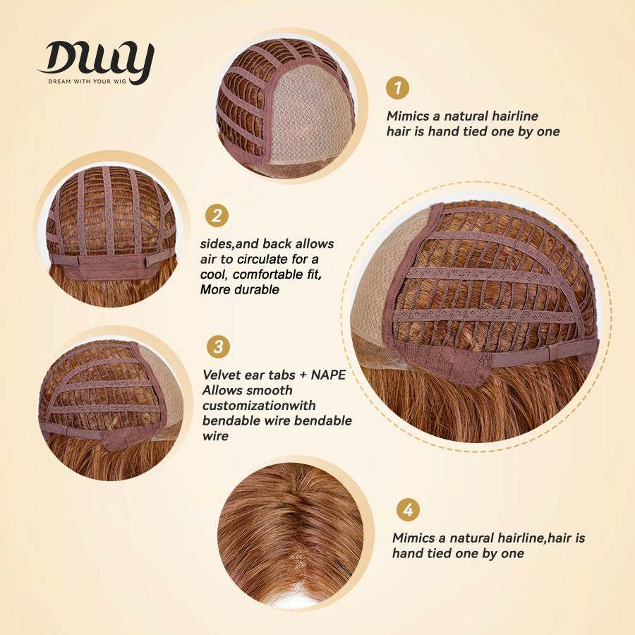 Bonnie C-DWY Mono Lace Front Free Part Mid-Length Curly Reddish Brown Glueless Synthetic Wig