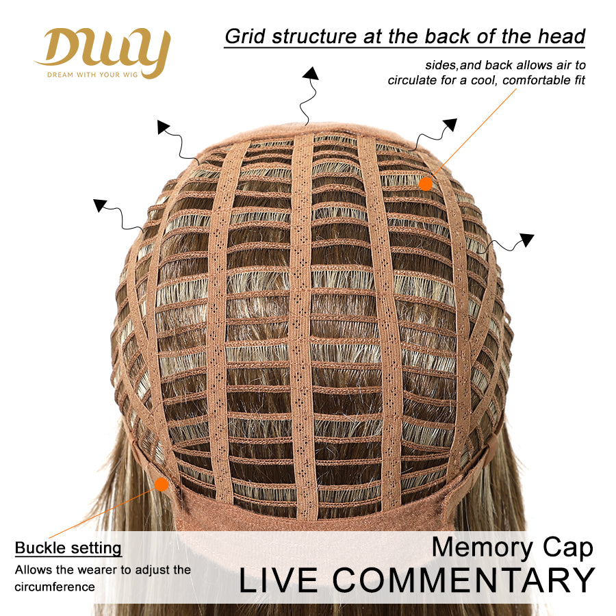 Nyssa-DWY Mirascalp Wave Pink Gradient Brown with Bangs Glueless Synthetic Wig
