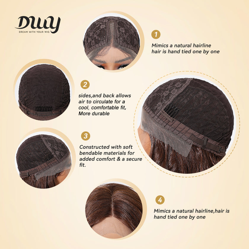 Becky-DWY Lace Front Middle Part Long-Length Curly Chesnut Brown Glueless Synthetic Wig