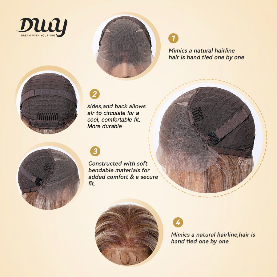 (Us Only)Joanna-DWY 13*6 Freepart Libera  Lace Brown Highlighted Layered Synthetic Wig