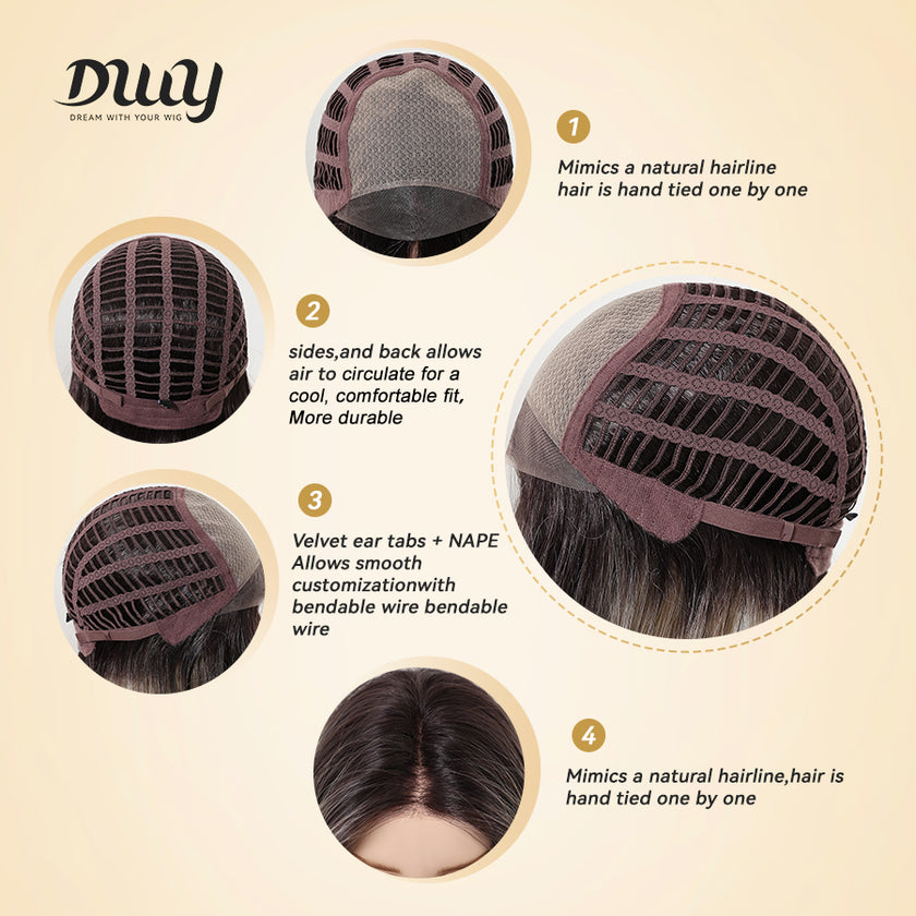 Liora-DWY SkinWeft Mono Lace Front Free Part Straight Glueless Synthetic Wig