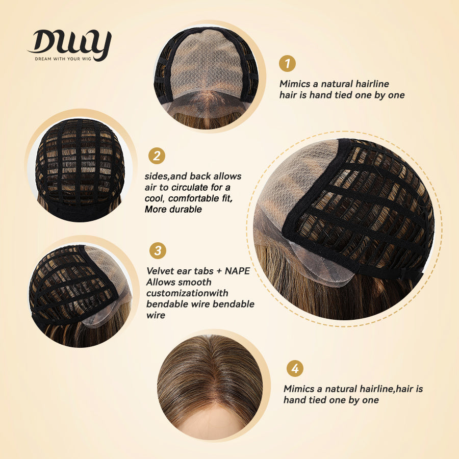 Pre Order! Ruby-DWY Mono Lace Front Free Part Mid-Length Silky Straight 20 Inches Hazelnut Glueless Synthetic Wig