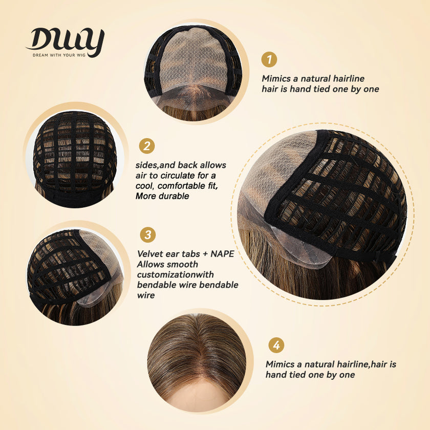 Pre Order! Ruby-DWY Mono Lace Front Free Part Mid-Length Silky Straight 20 Inches Hazelnut Glueless Synthetic Wig