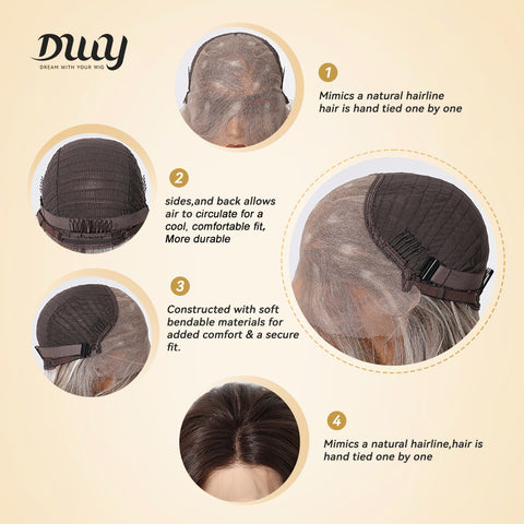 Kaitlyn-DWY 13*4 Free Parting Hand -Tied Top Middle Length  Glueless Synthetic Wig