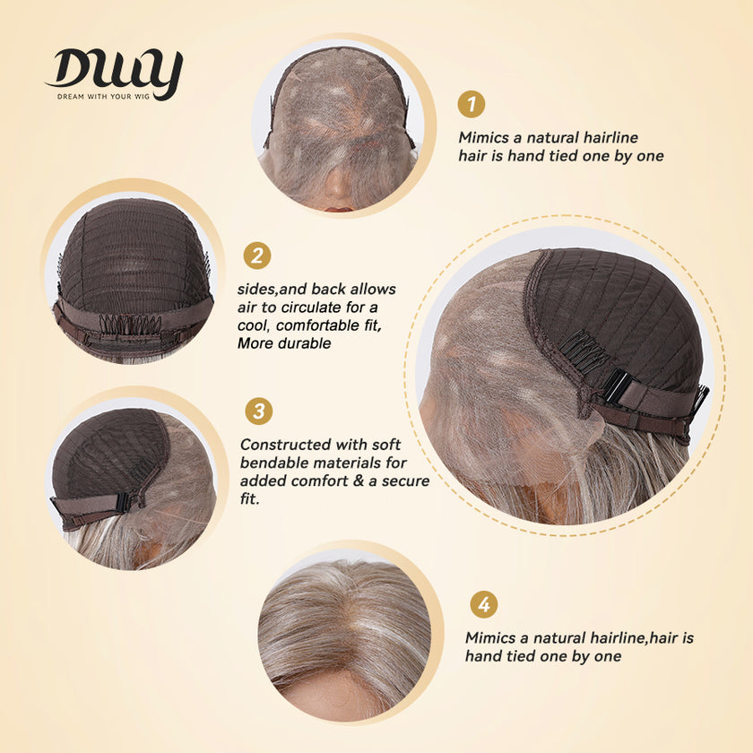 Clea-DWY 13x6 Lace Front 10 Inches Bob Blonde with Highlights Glueless Synthetic Wig