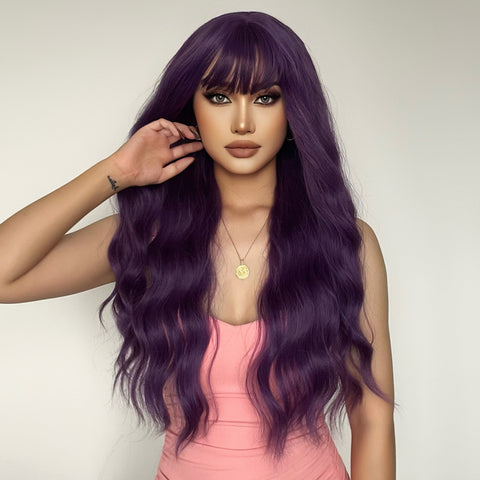 30 Inch Long Wave Curly Purple Wigs Women's Wigs for Daily,Party or Cosplay Use