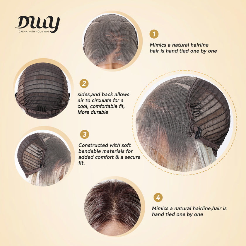 DWY Devi-DWY 13x6 Lace Front Free Part Mid-Length Straight Blonde Glueless Synthetic Wig