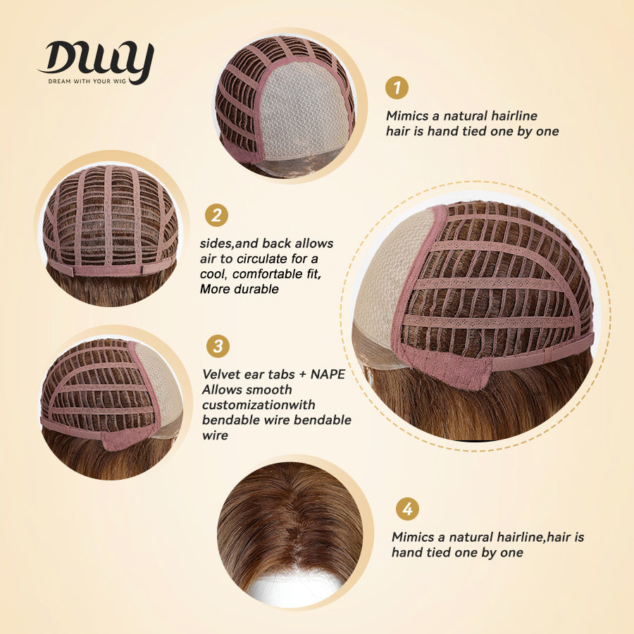 Eliana-DWY Mono Lace Front Free Part Short Rooted Blonde Synthetic Wig