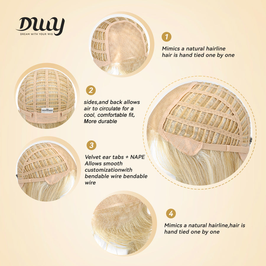 [CLEARANCE SALE]Madeline-DWY Mono Lace Front Free Part Shoulder-Length Silky Straight Glueless Synthetic Wig for Women 12 Inches