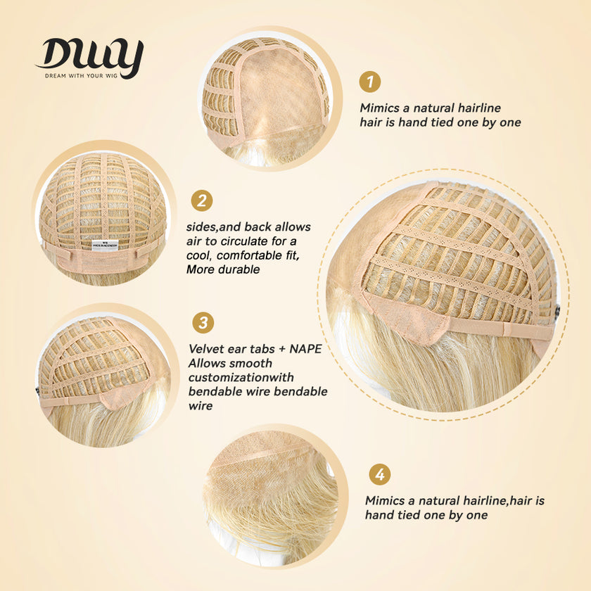[CLEARANCE SALE]Madeline-DWY Mono Lace Front Free Part Shoulder-Length Silky Straight Glueless Synthetic Wig for Women 12 Inches