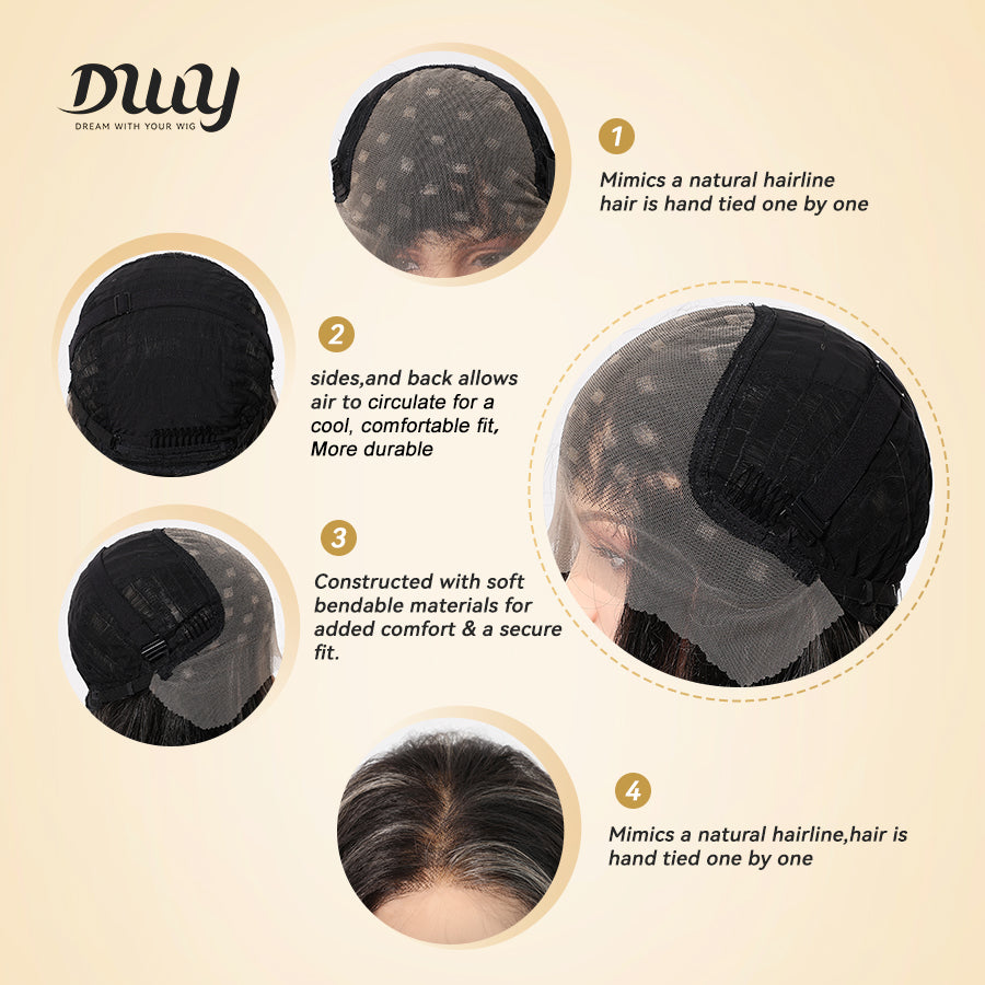 [CLEARANCE SALE] Zuri -DWY 13×6 Lace Front Free Part Middle-Length Curly Black Highlighted Glueless Synthetic Wig for Women 22 Inches