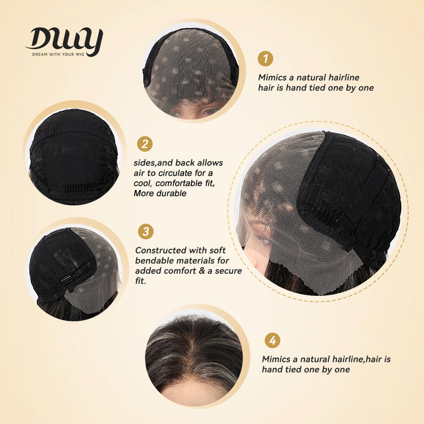 [CLEARANCE SALE] Zuri -DWY 13×6 Lace Front Free Part Middle-Length Curly Black Highlighted Glueless Synthetic Wig for Women 22 Inches