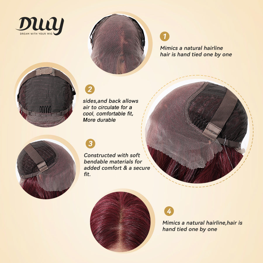 Asmaa-DWY Lace Front 13×6 Burgundy Curly Free Part Synthetic Wig