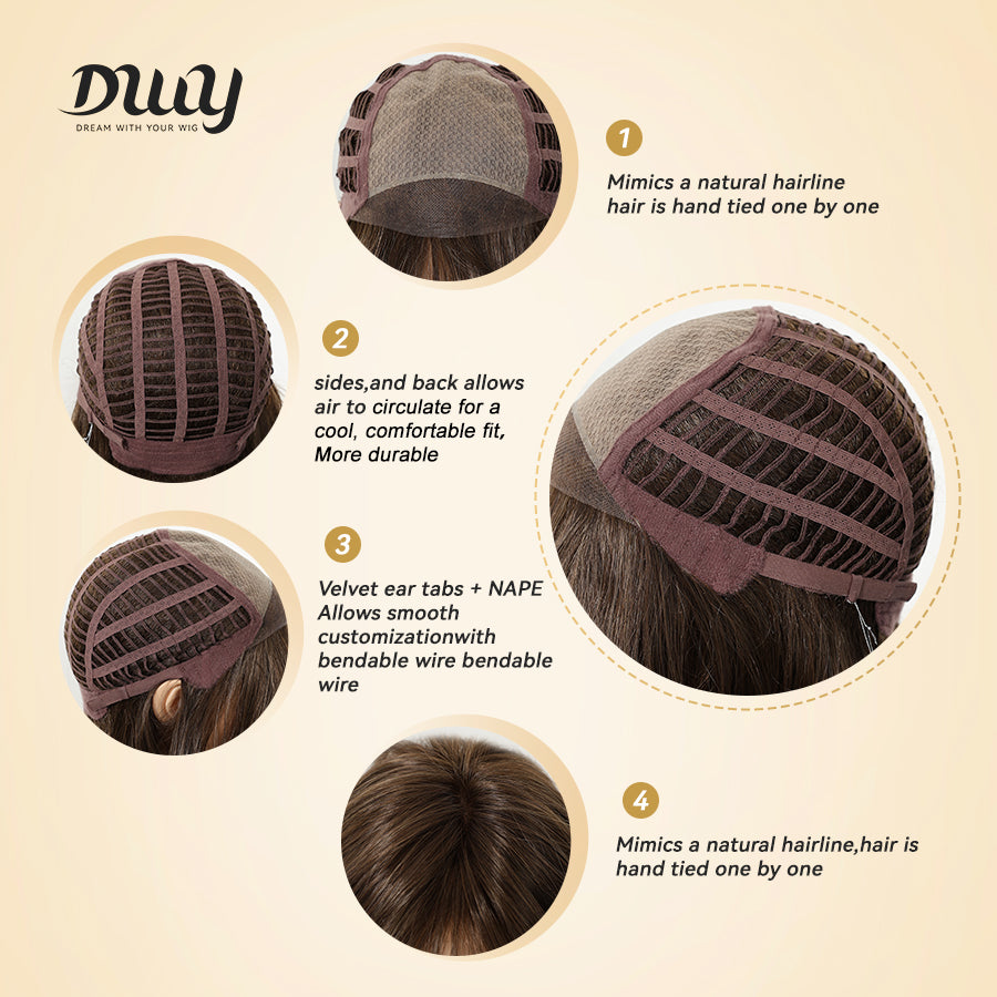 Tanya-DWY Mono Lace Front Brown Free Part Mid-Length Synthetic Wig