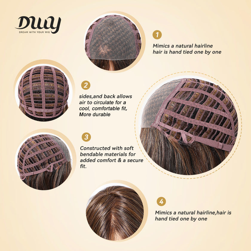 Soraya-DWY Libera Free Part Mid-Length Natural Straight Light Brown  Synthetic Wig