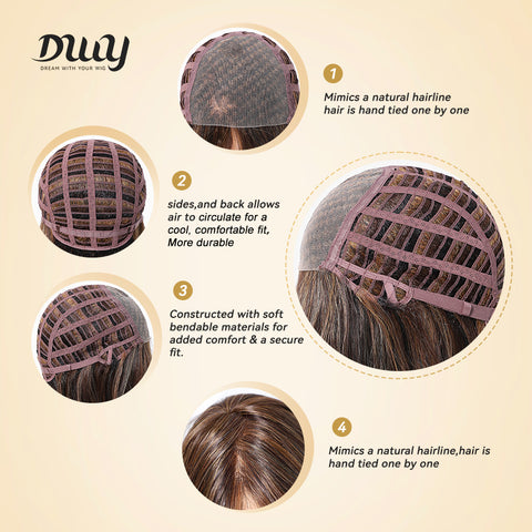 Soraya-DWY Libera Free Part Mid-Length Natural Straight Light Brown  Synthetic Wig