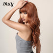 22 Inches Long Curly Brown Wigs with Bangs Synthetic Wigs Women's Wigs for Daily Use,Cosplay or Party Taking Photos LC034-1