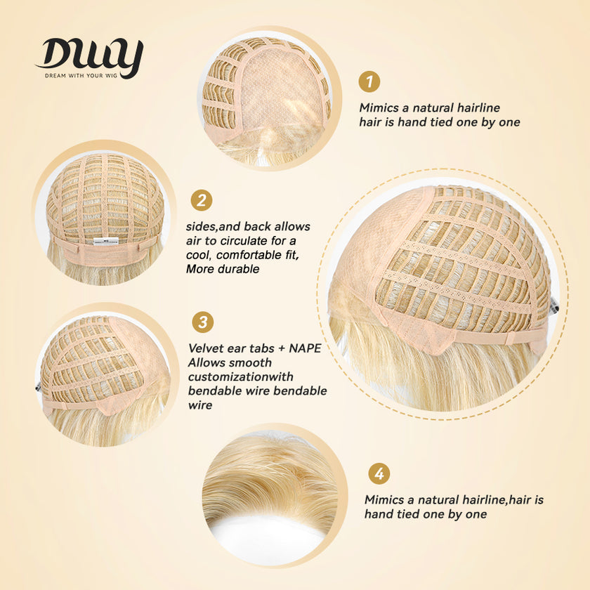 Tanya-DWY Mono Lace Front Free Part Short Natural Wavy Glueless Synthetic Wig