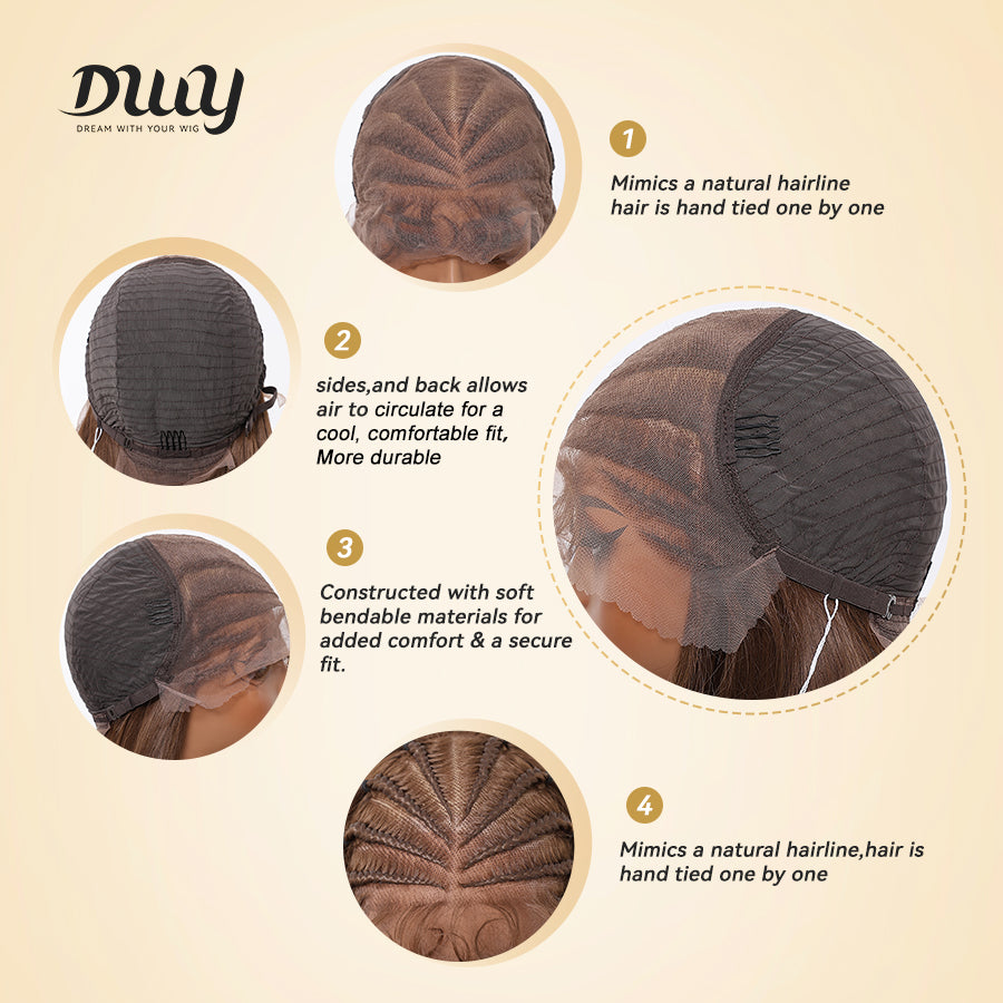 Andrea C- DWY 13x6 Lace Front Wig Glueless Brown Handmade Braiding Heat Resistant Fiber Synthetic Wig
