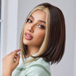 DWY Lace front 10 Inch Bob brown with golden highlight short straight wig DWY-BL66085-1