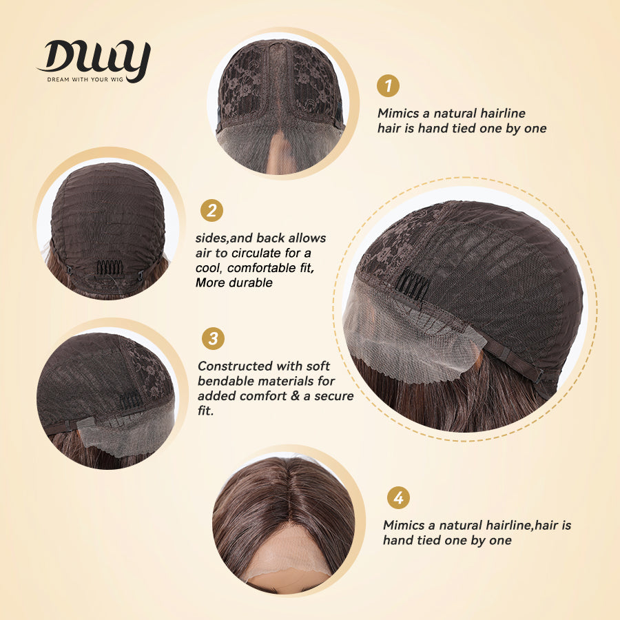 May-DWY Lace Front Middle Part Curly Ombre Blonde Glueless Synthetic Wig