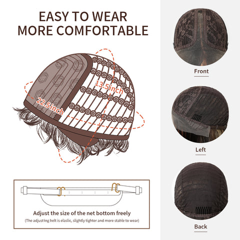 【Early Black Friday】Dwy Lace Front Natural Highlighted Brown Wavy Synthetic Wig